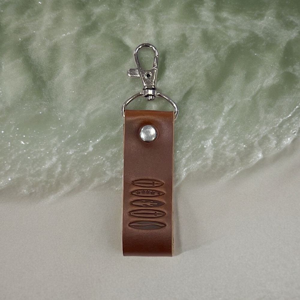 Brand New Brown Leather Surfboard Keychain!